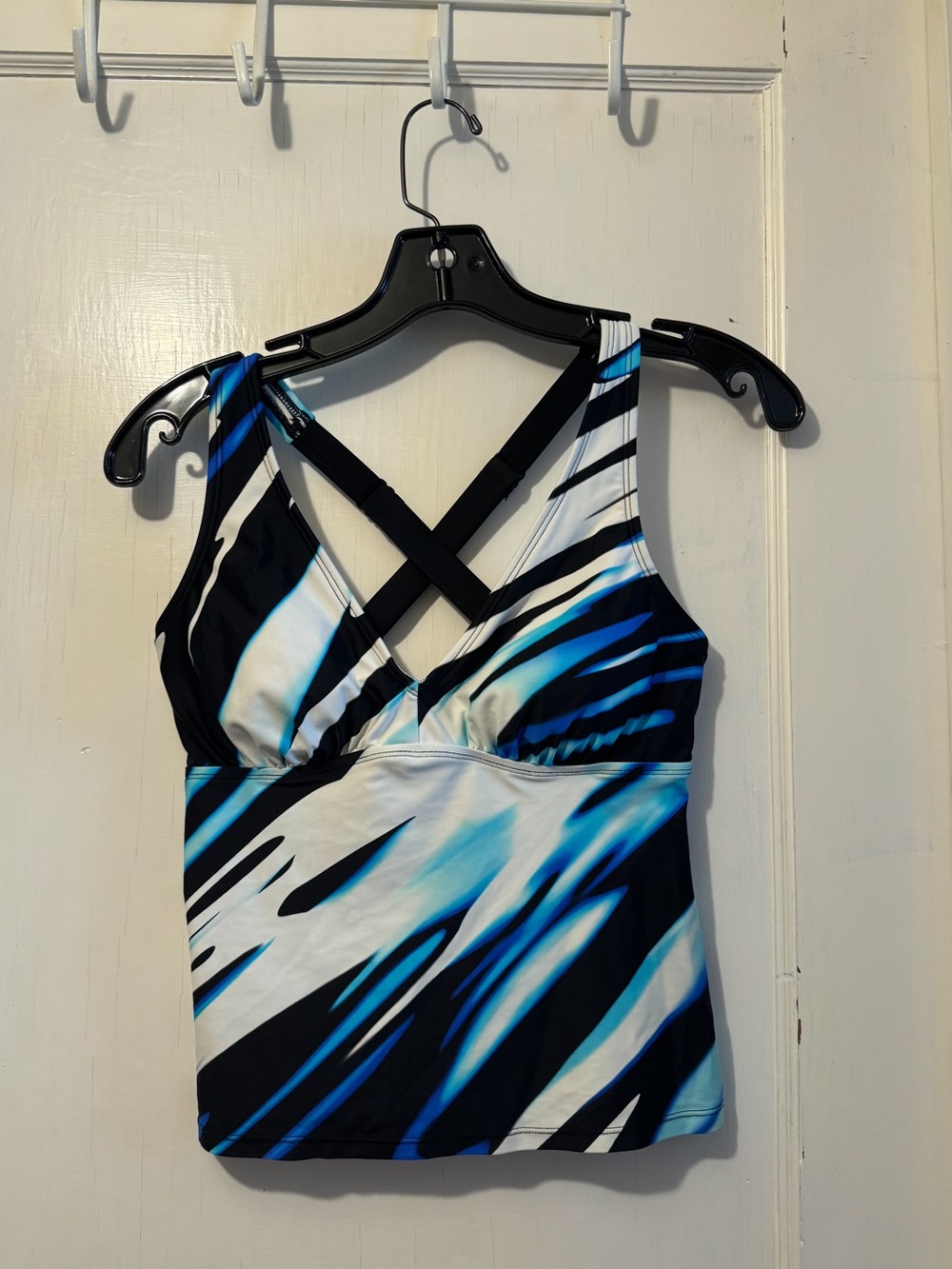 Sports Illustrated Swim Tankini Top - Blue, Black & White - Size Small